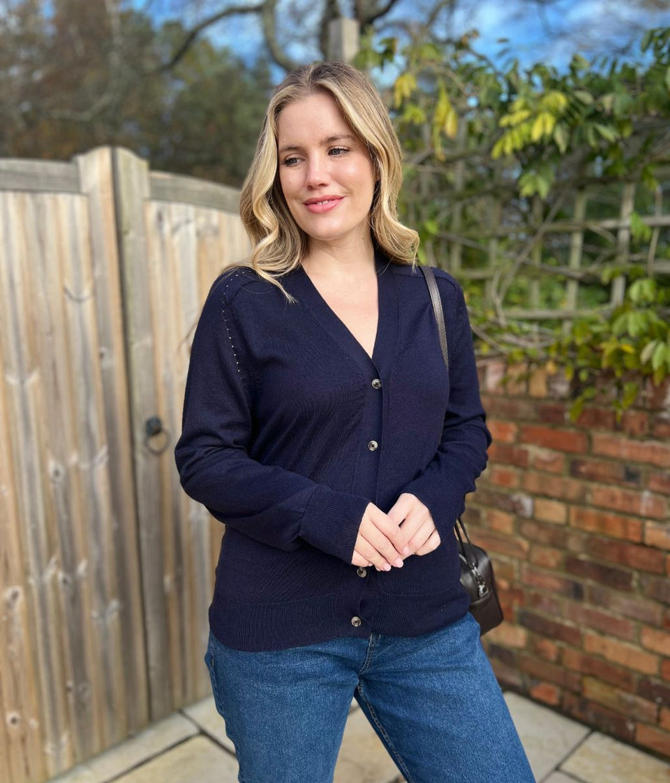 Navy Soft Touch Knitted Cardigan