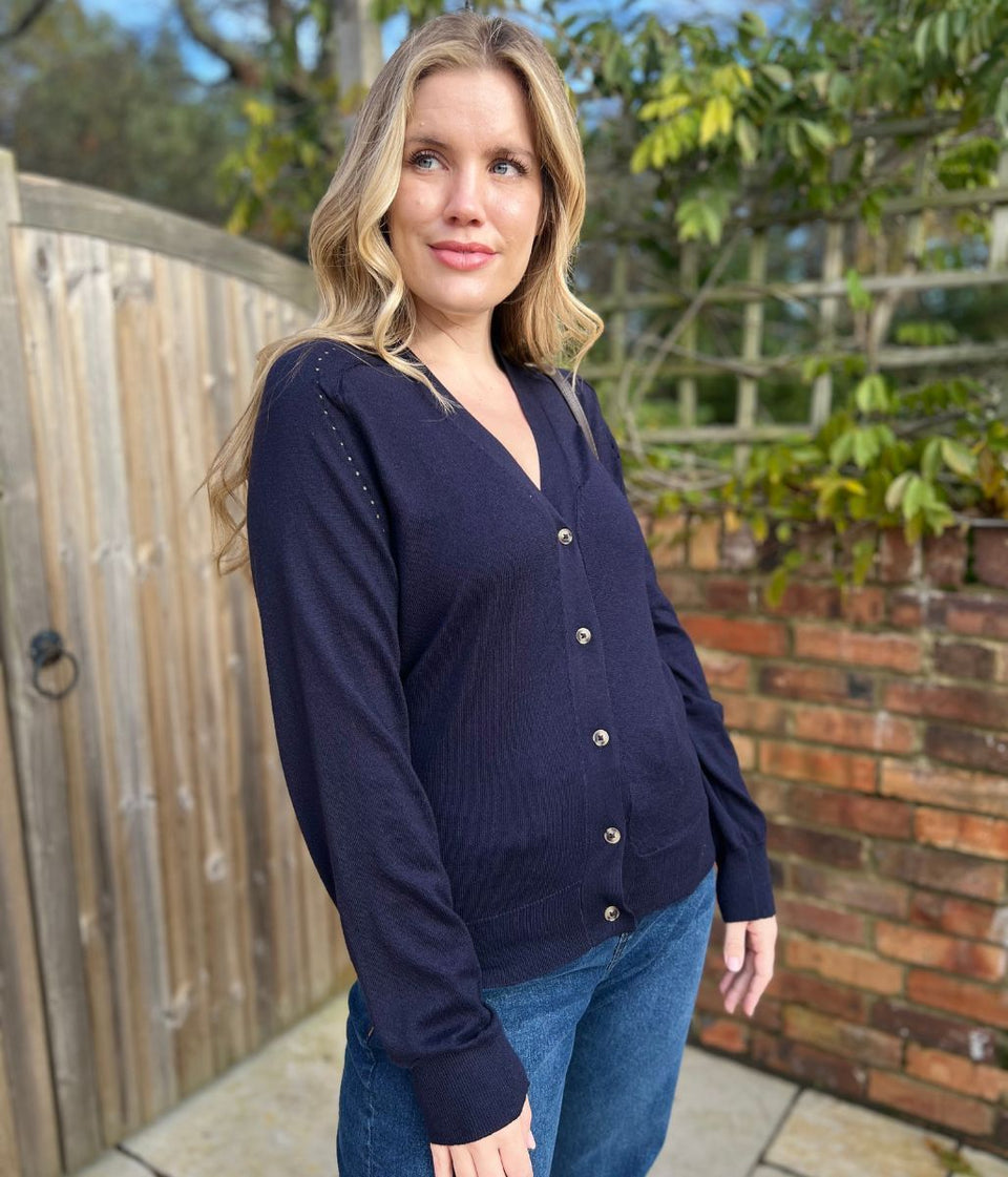 Navy Soft Touch Knitted Cardigan