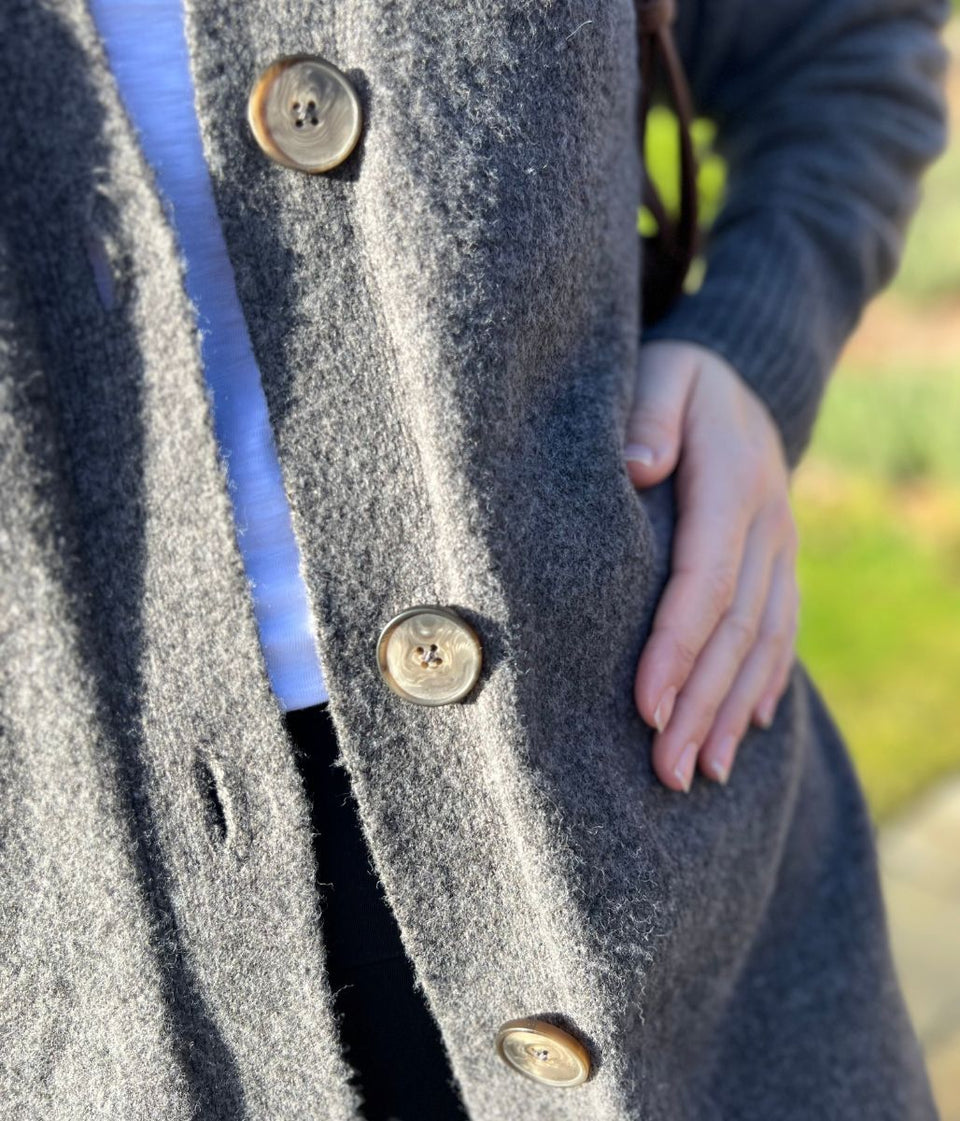 Grey Longline Button Cardigan