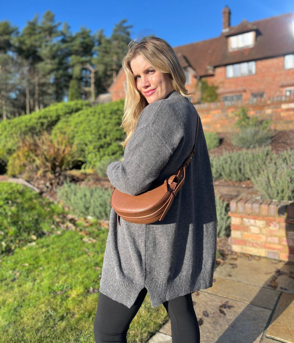 Grey Longline Button Cardigan