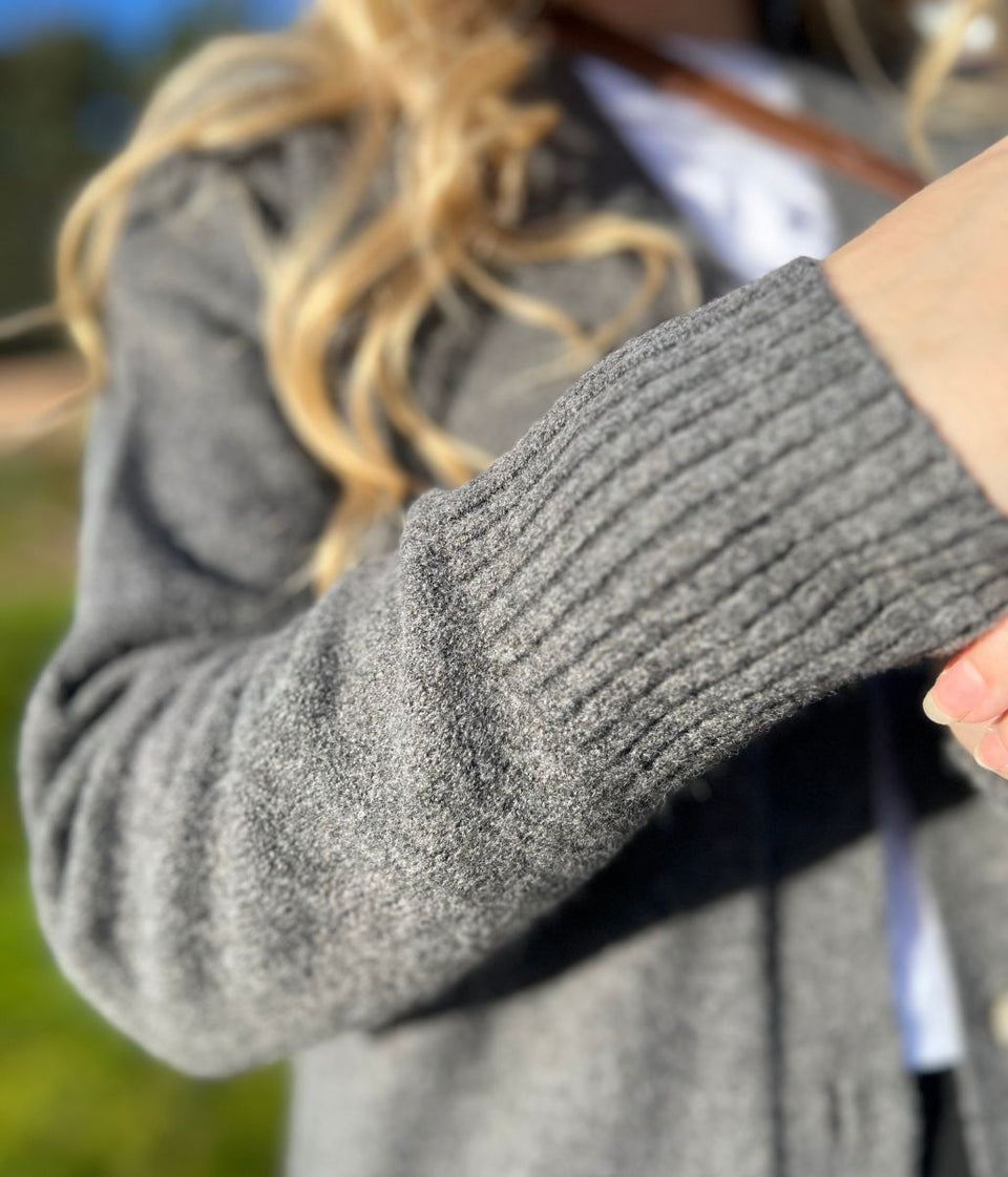 Grey Longline Button Cardigan