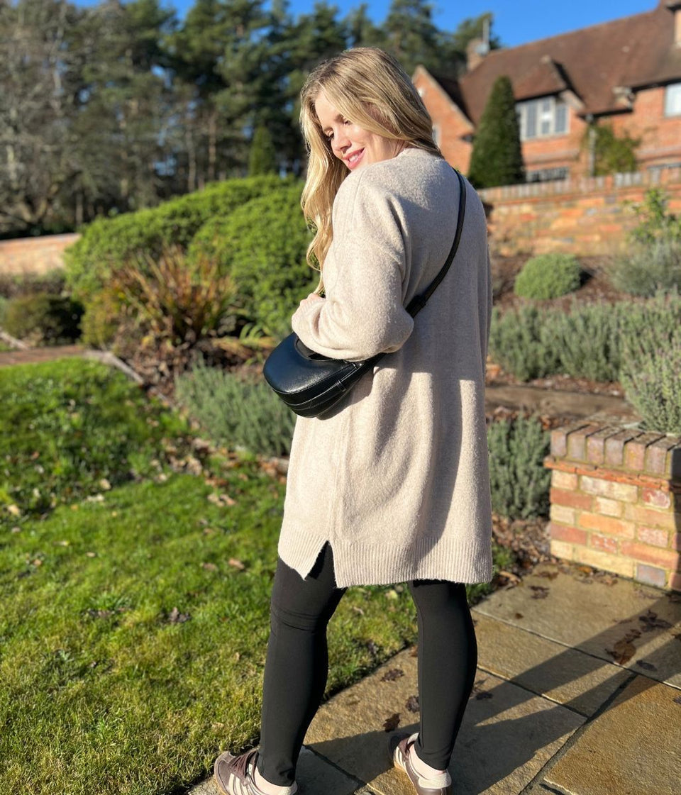 Natural Longline Button Cardigan