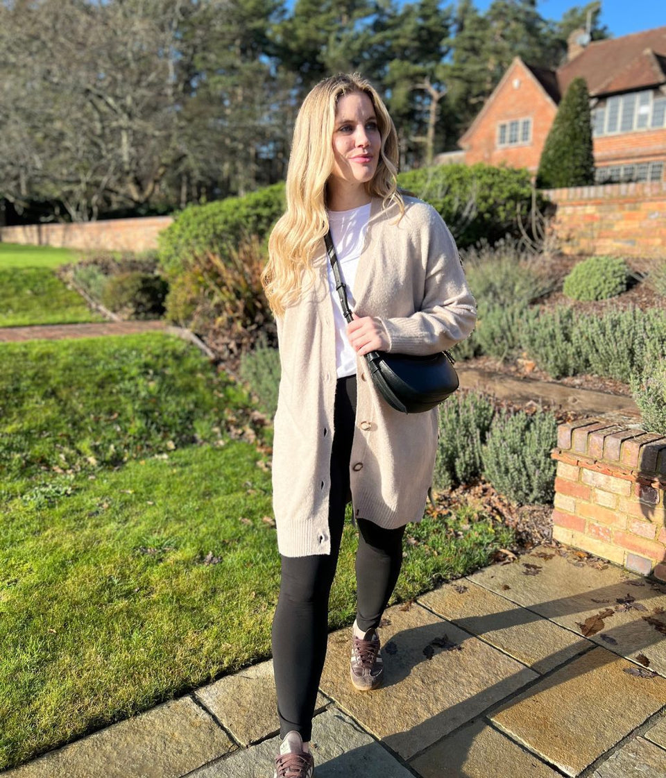 Natural Longline Button Cardigan