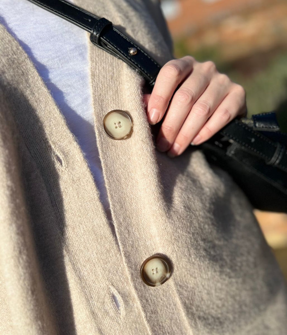 Natural Longline Button Cardigan