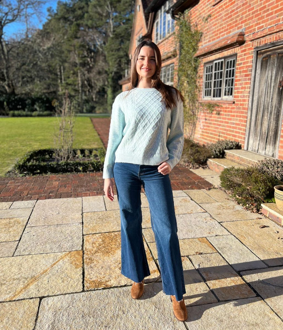 Aqua Soft Cable Knit Jumper