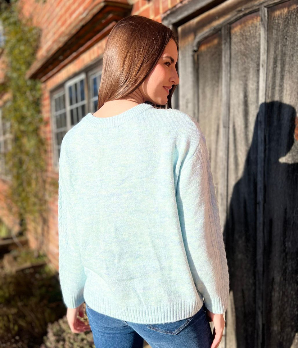 Aqua Soft Cable Knit Jumper