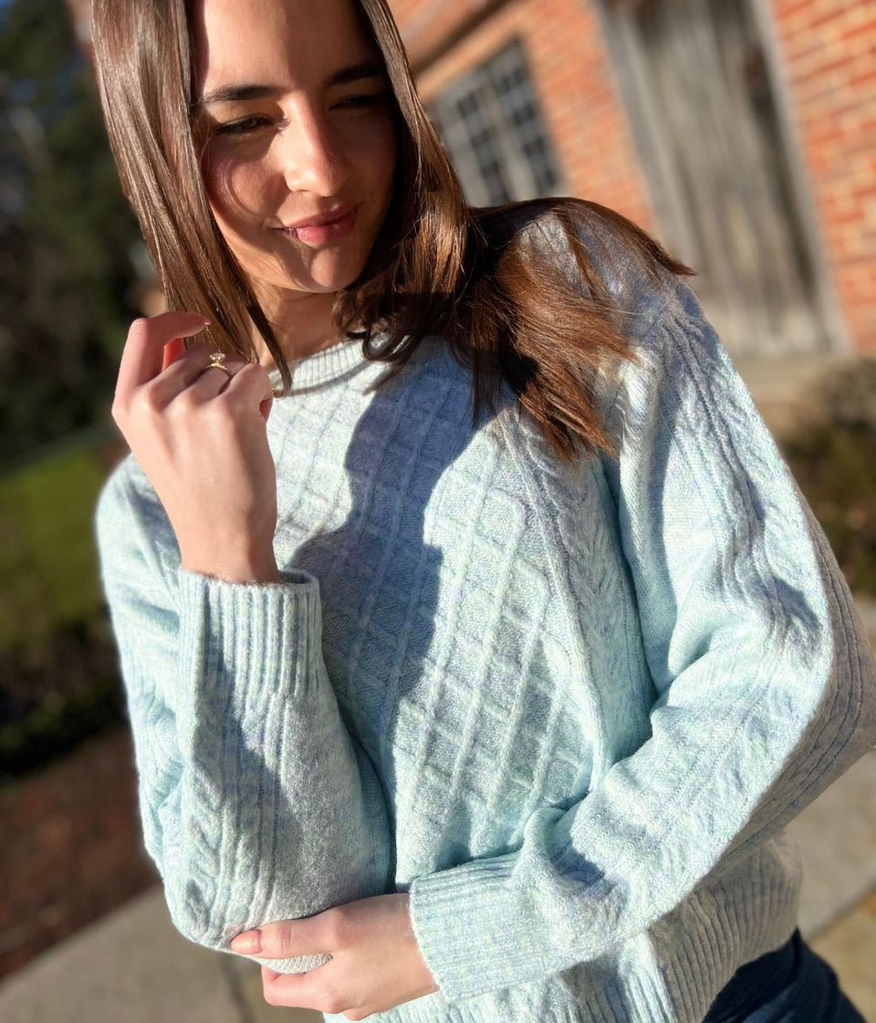 Aqua Soft Cable Knit Jumper