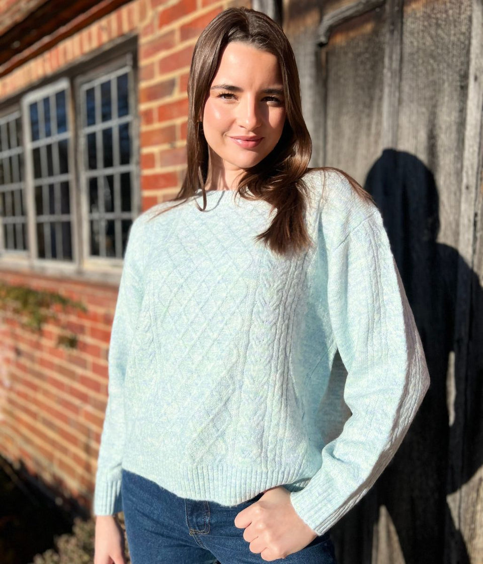 Aqua Soft Cable Knit Jumper