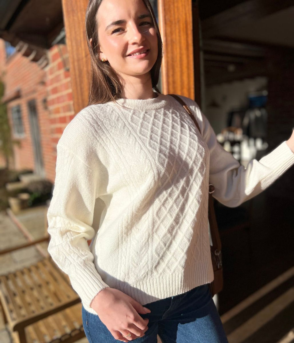 Ivory Soft Cable Knit Jumper
