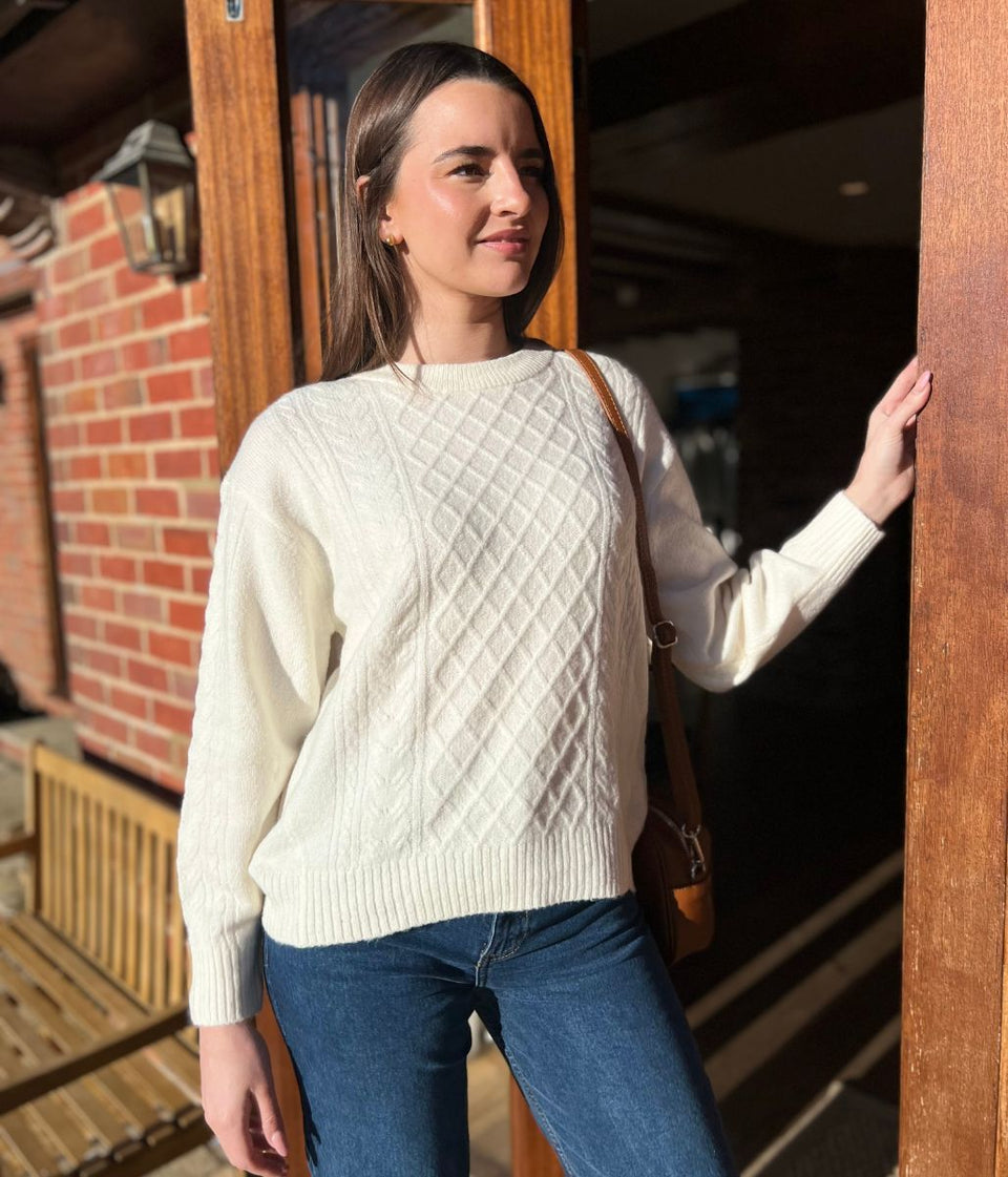 Ivory Soft Cable Knit Jumper