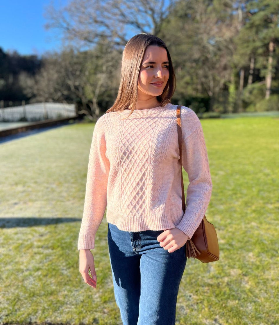 Pink Soft Cable Knit Jumper