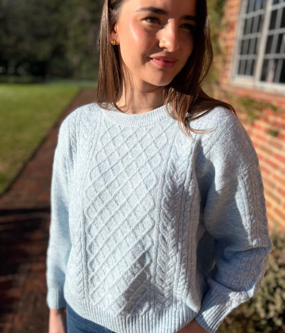 Blue Soft Cable Knit Jumper