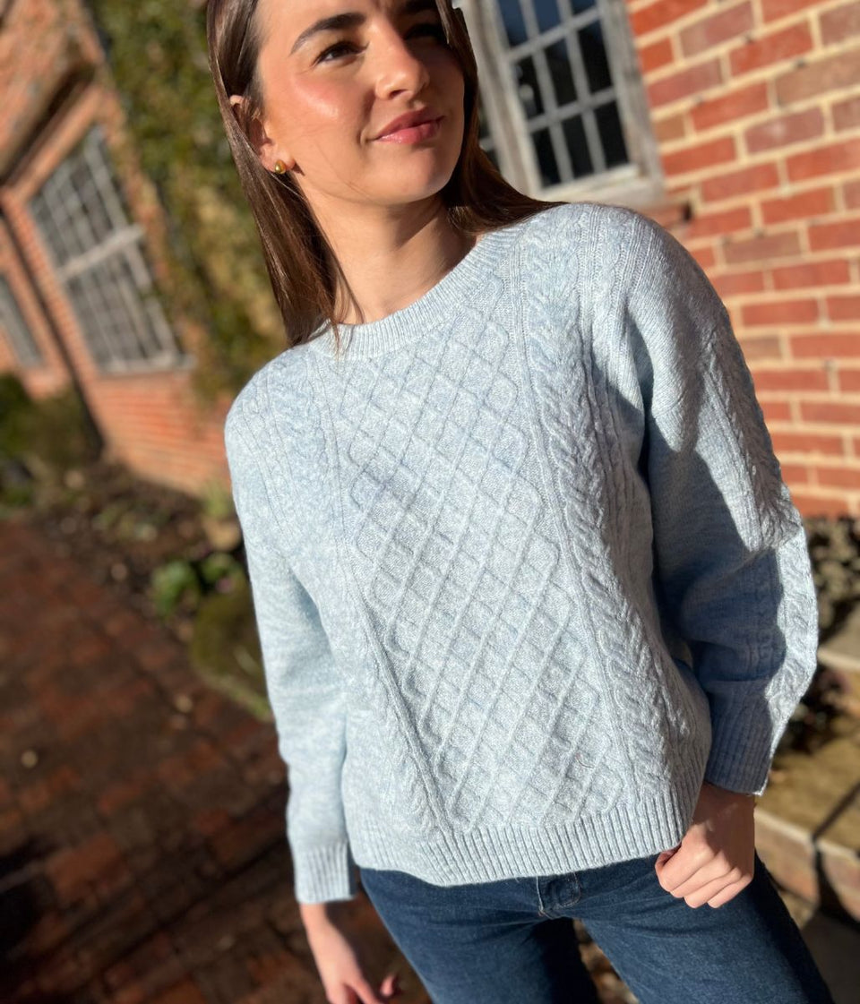 Blue Soft Cable Knit Jumper