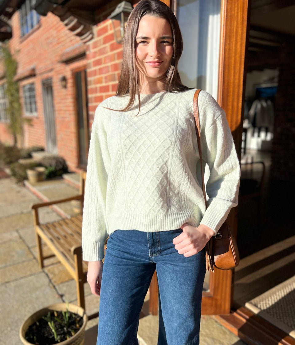 Pale Green Soft Cable Knit Jumper