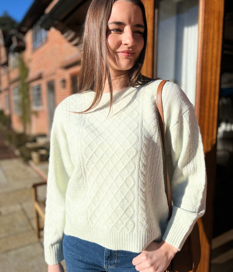 Pale Green Soft Cable Knit Jumper