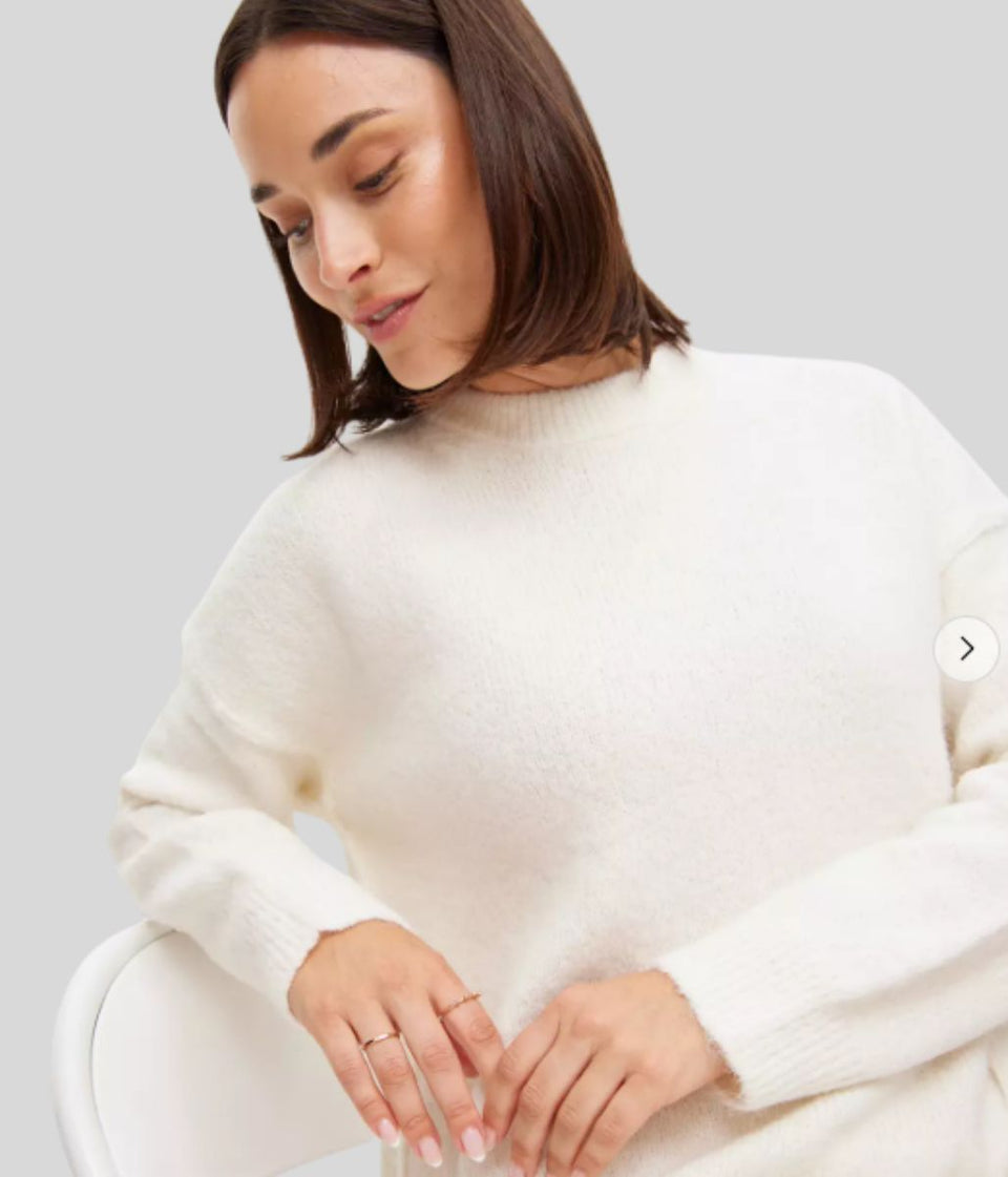 Cream Relaxed Crew Neck Jumper