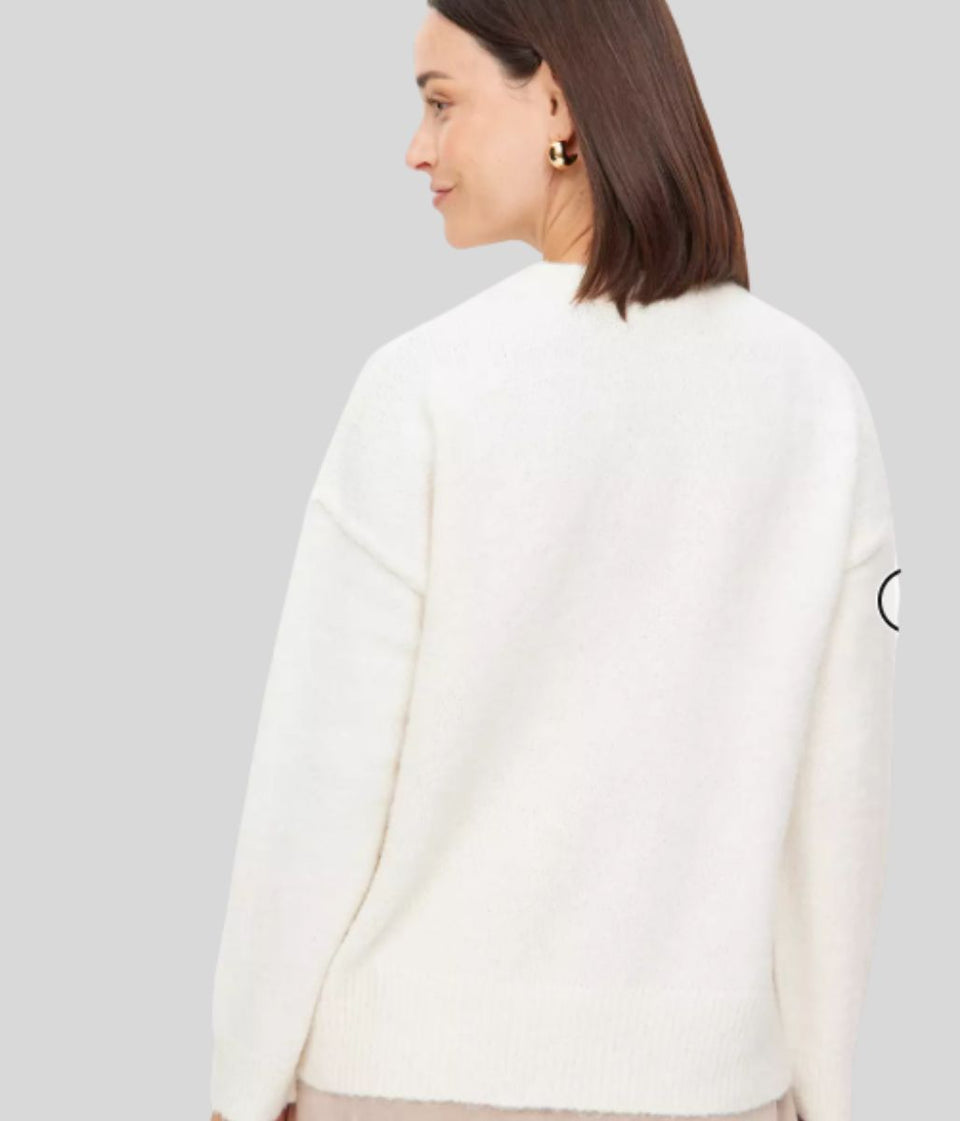 Cream Relaxed Crew Neck Jumper