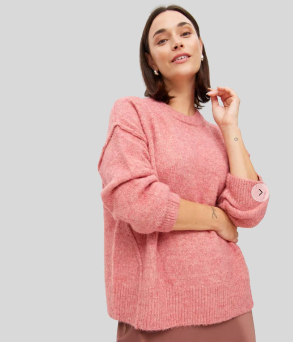Pink Relaxed Crew Neck Jumper