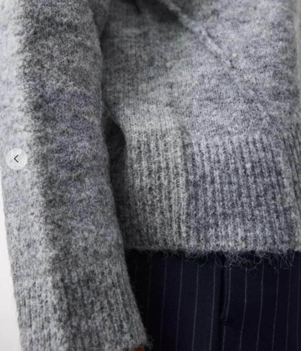 Grey Relaxed Crew Neck Jumper