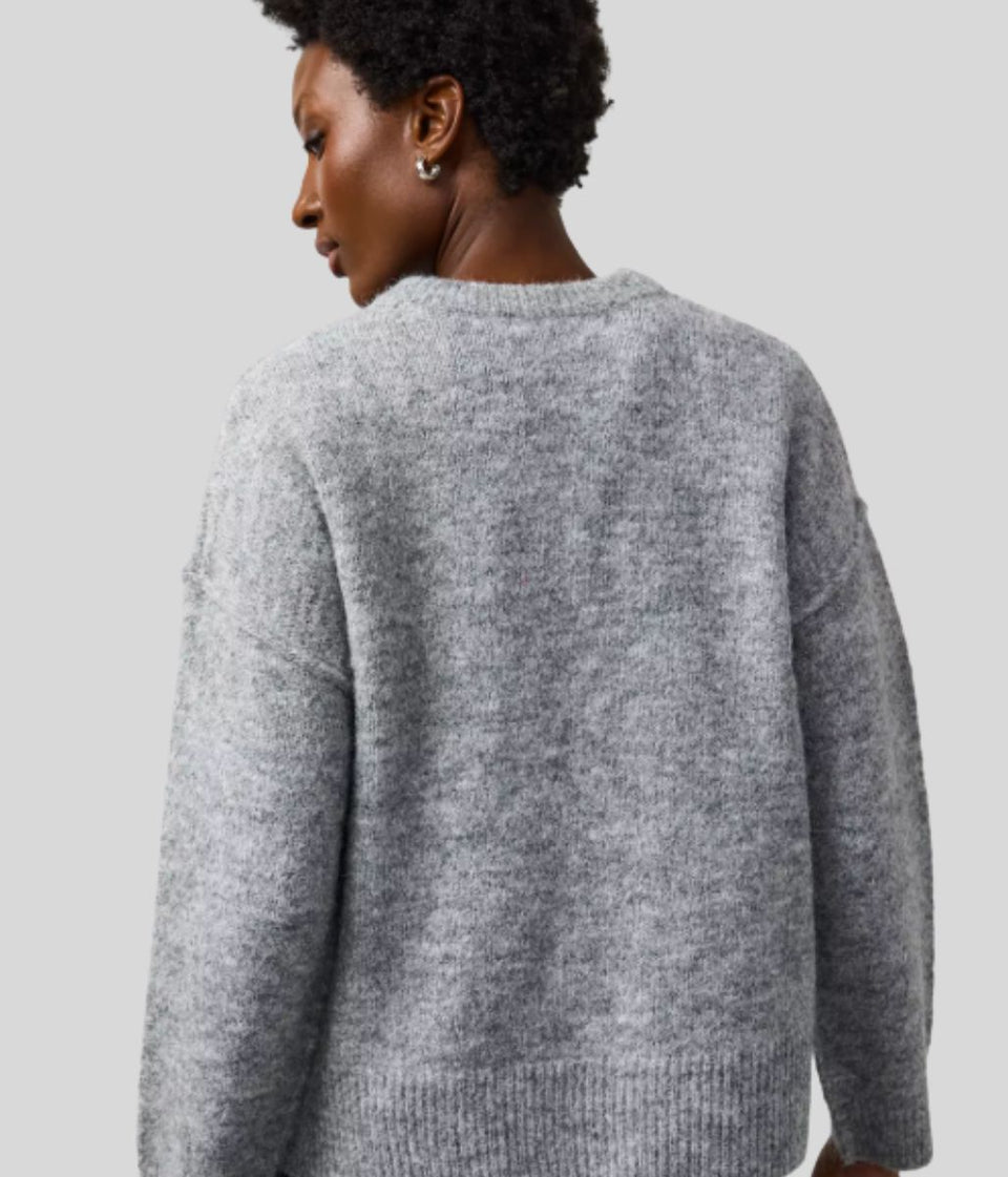 Grey Relaxed Crew Neck Jumper