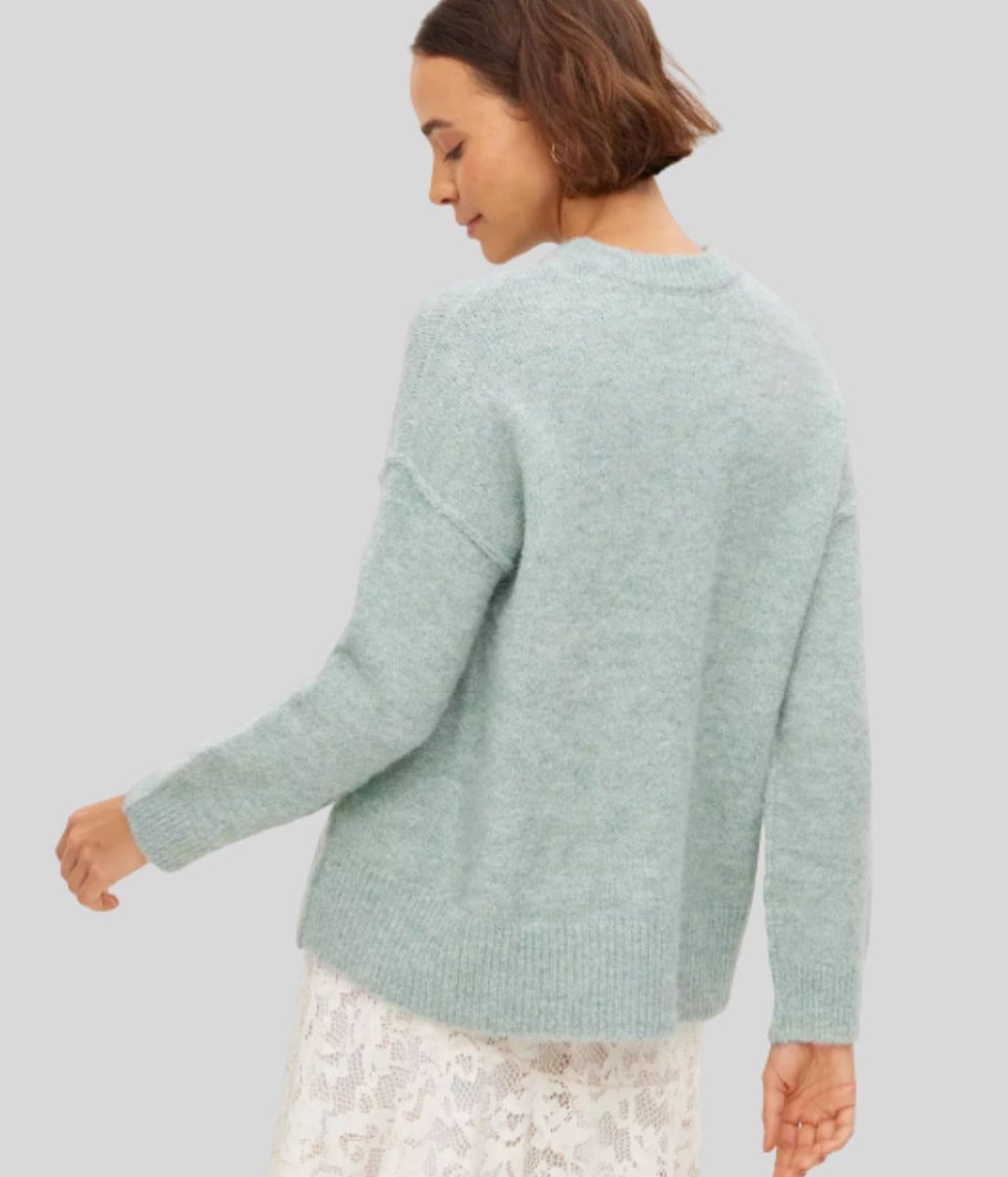 Green Relaxed Crew Neck Jumper