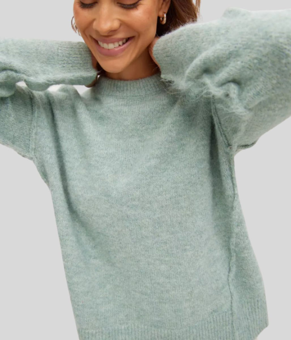 Green Relaxed Crew Neck Jumper