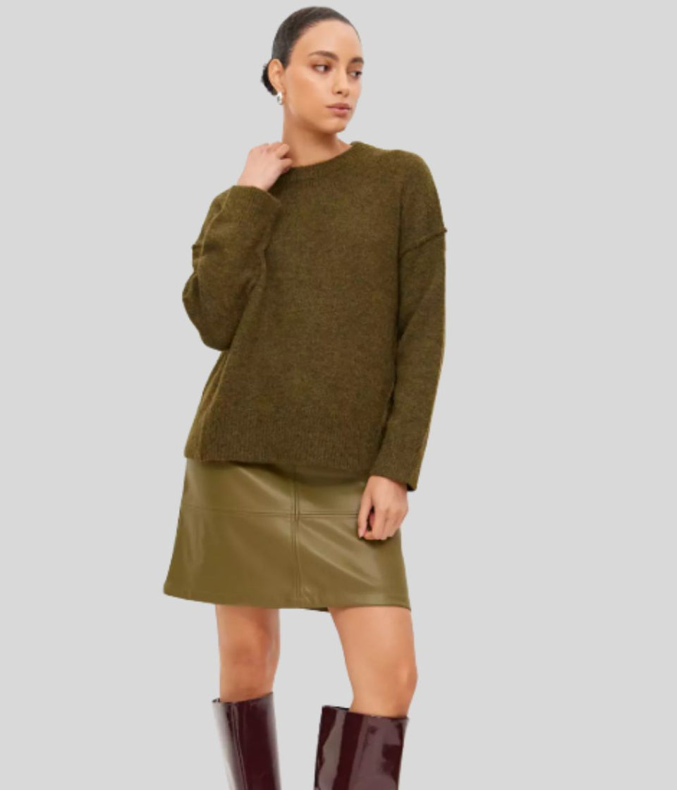 Khaki Relaxed Crew Neck Jumper