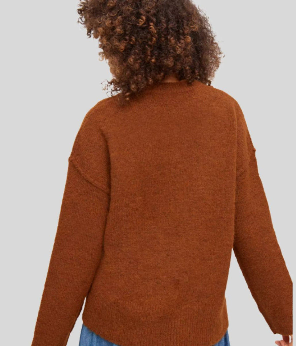 Brown Relaxed Crew Neck Jumper