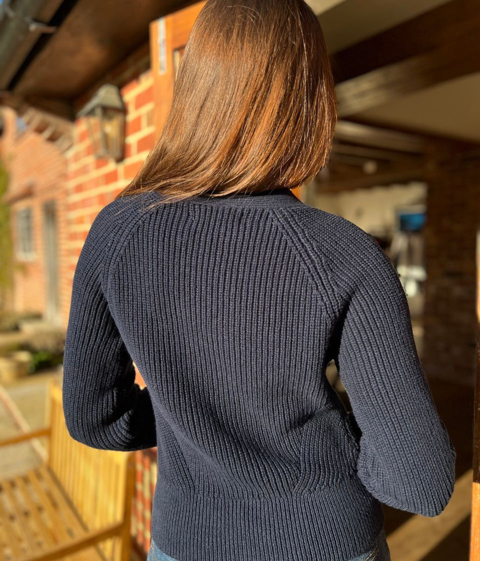 Navy Pure Cotton Ribbed Cardigan