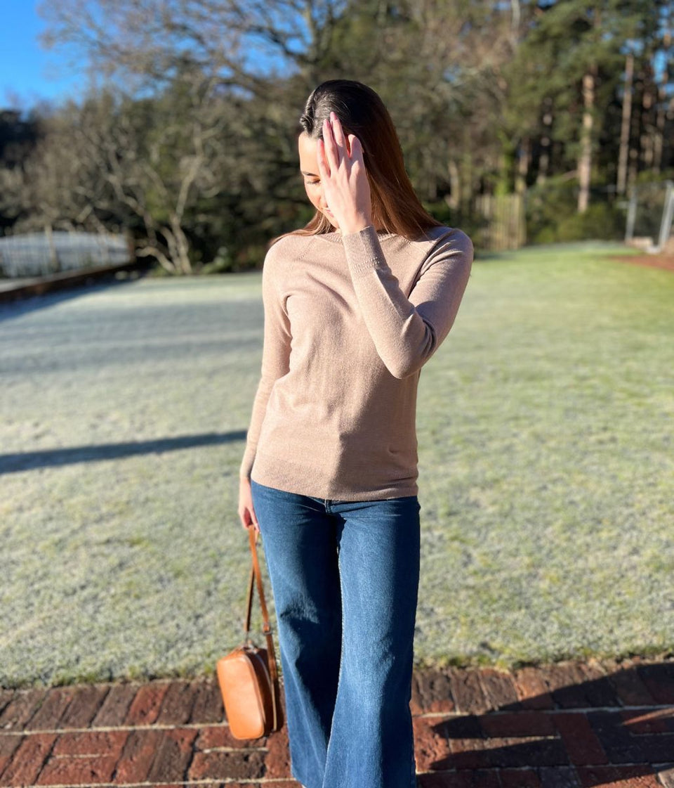 Taupe Soft Crew Neck Jumper