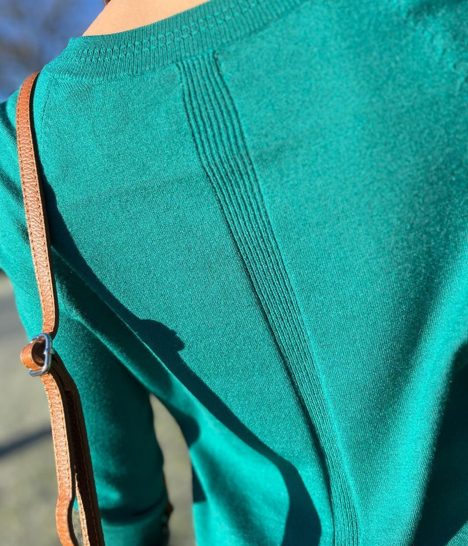 Green Soft V Neck Jumper