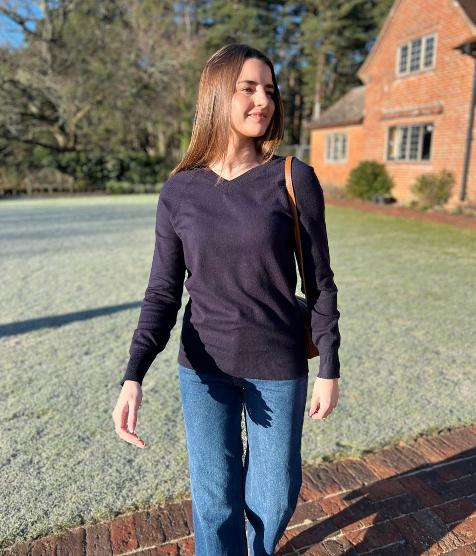 Navy Soft V Neck Jumper