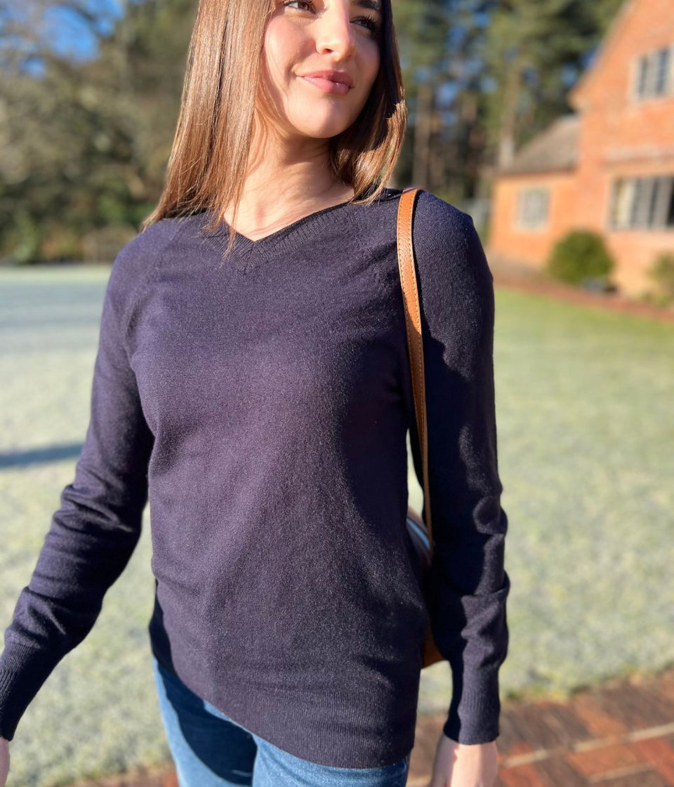Navy Soft V Neck Jumper