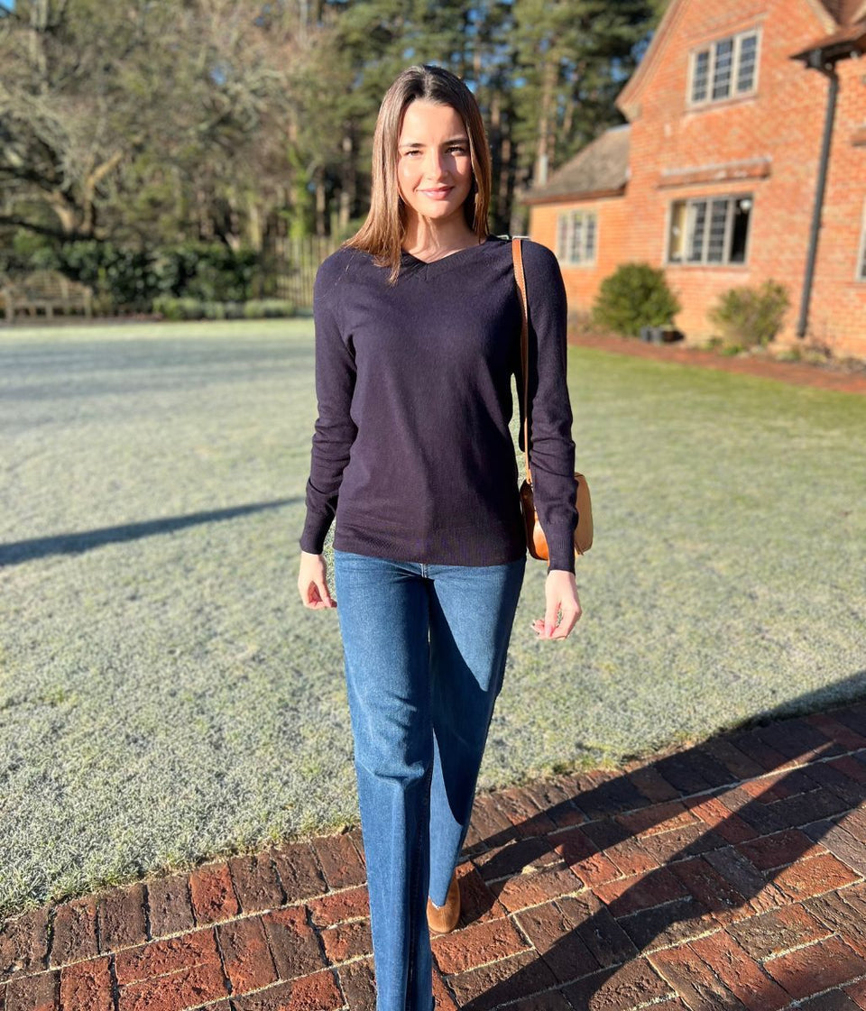 Navy Soft V Neck Jumper
