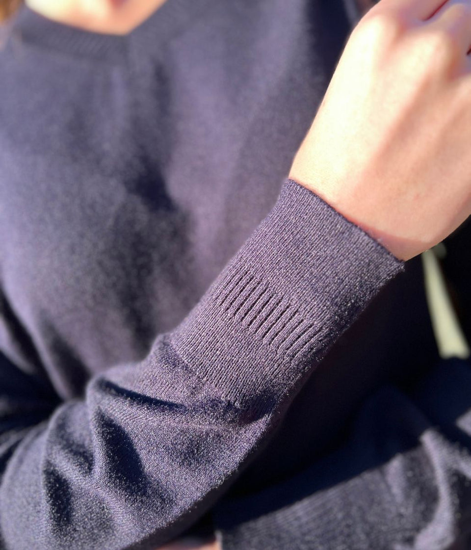 Navy Soft V Neck Jumper