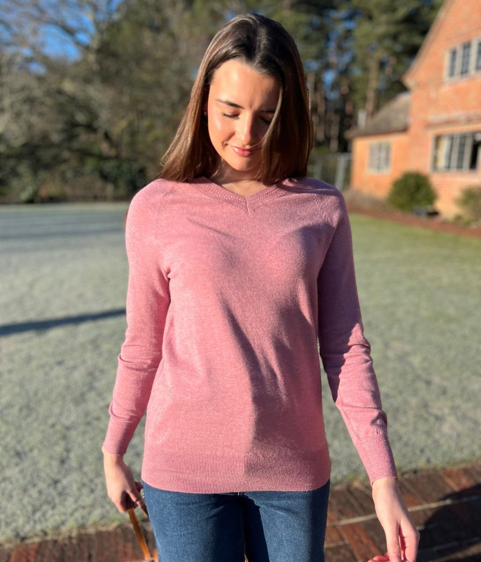 Pink Soft V Neck Jumper