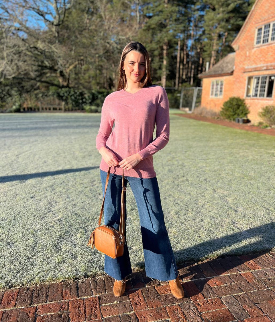 Pink Soft V Neck Jumper