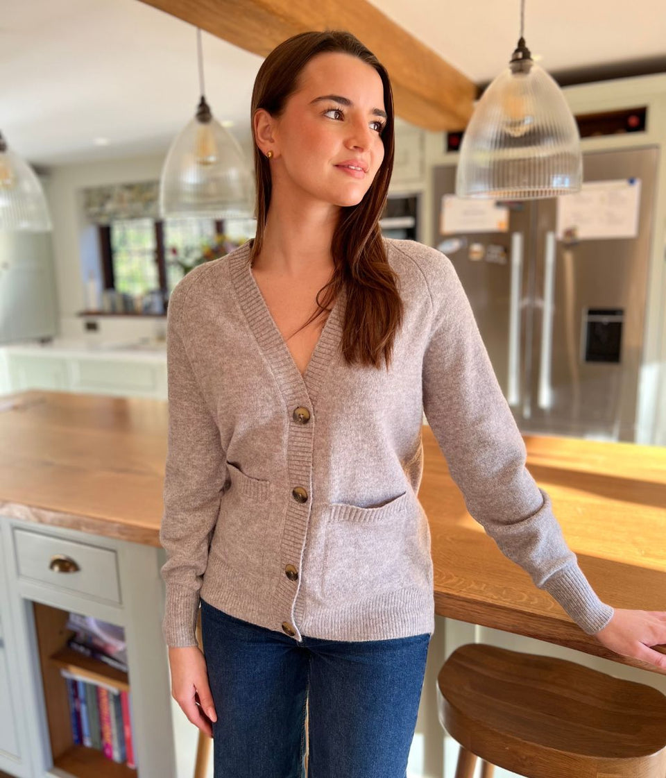 Light Grey V Neck Cardigan