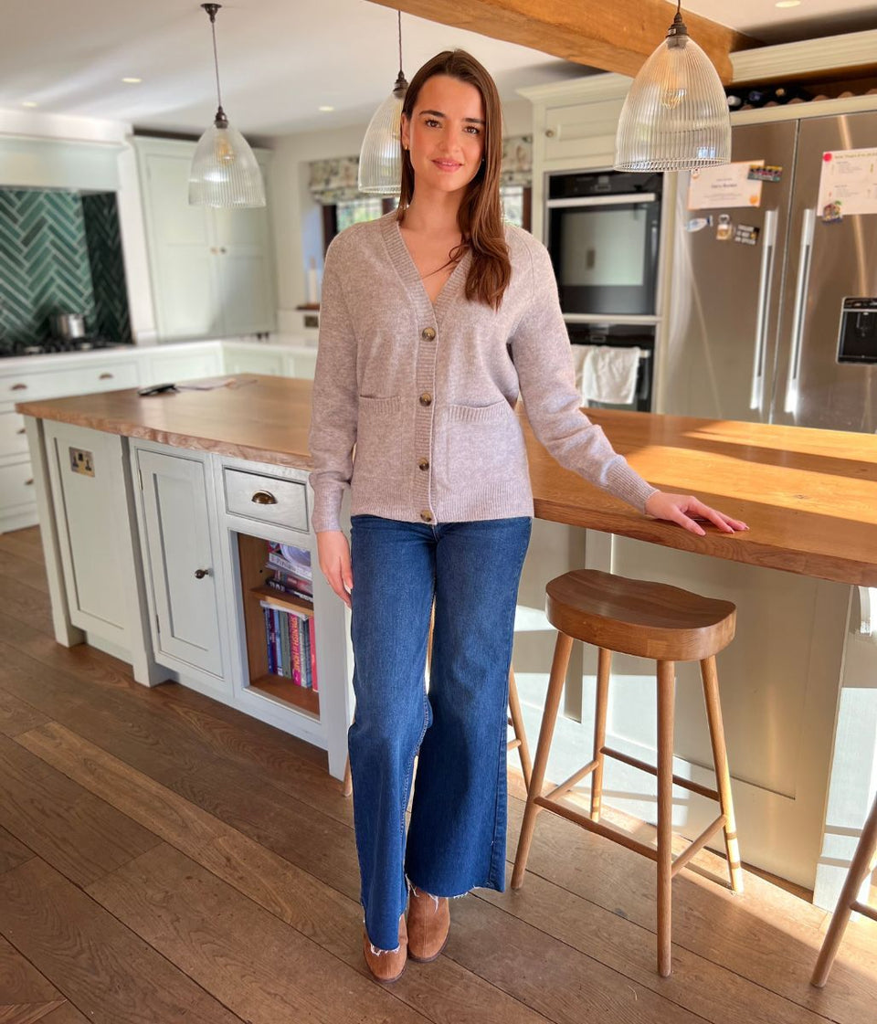 Light Grey V Neck Cardigan