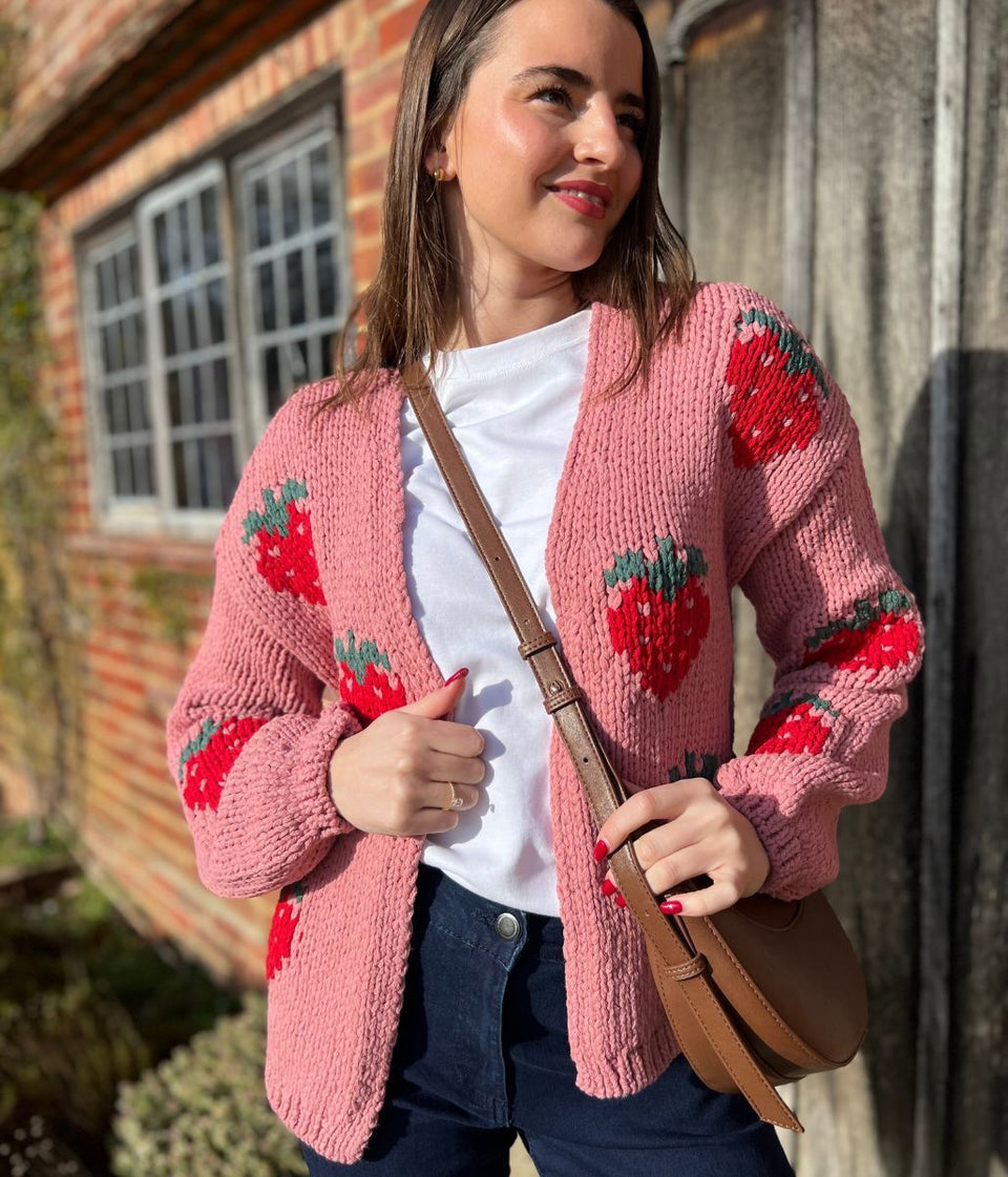 Pink Strawberry Chunky Cardigan