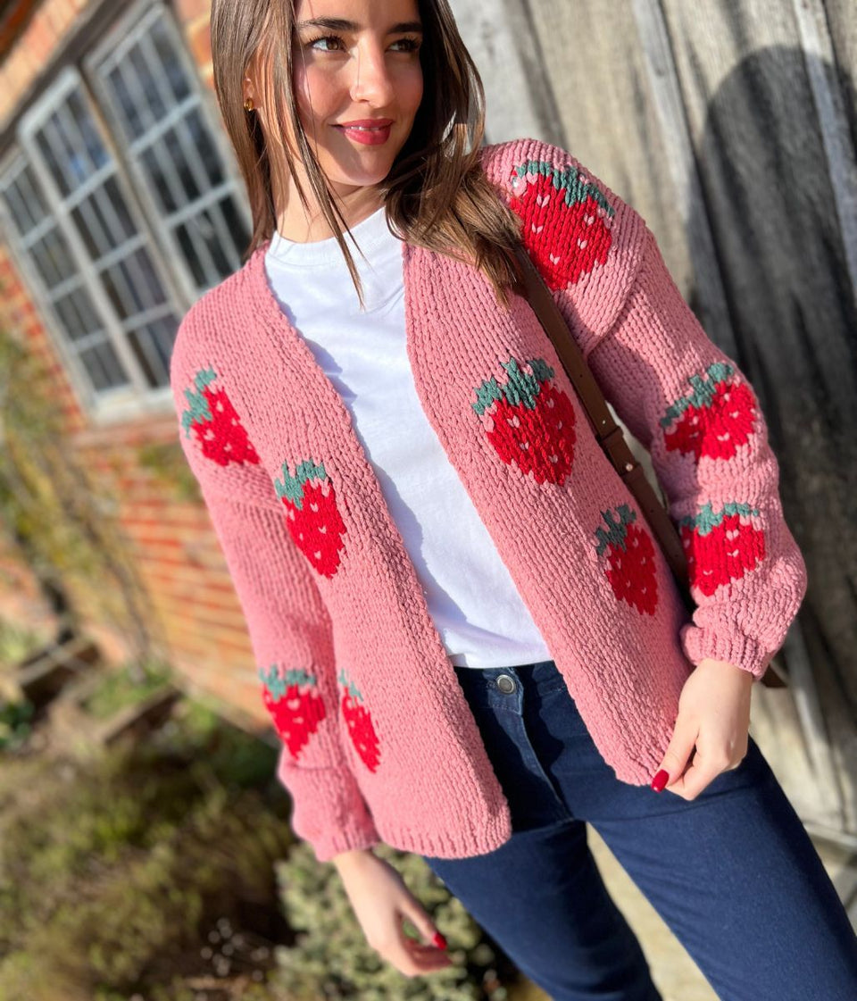 Pink Strawberry Chunky Cardigan