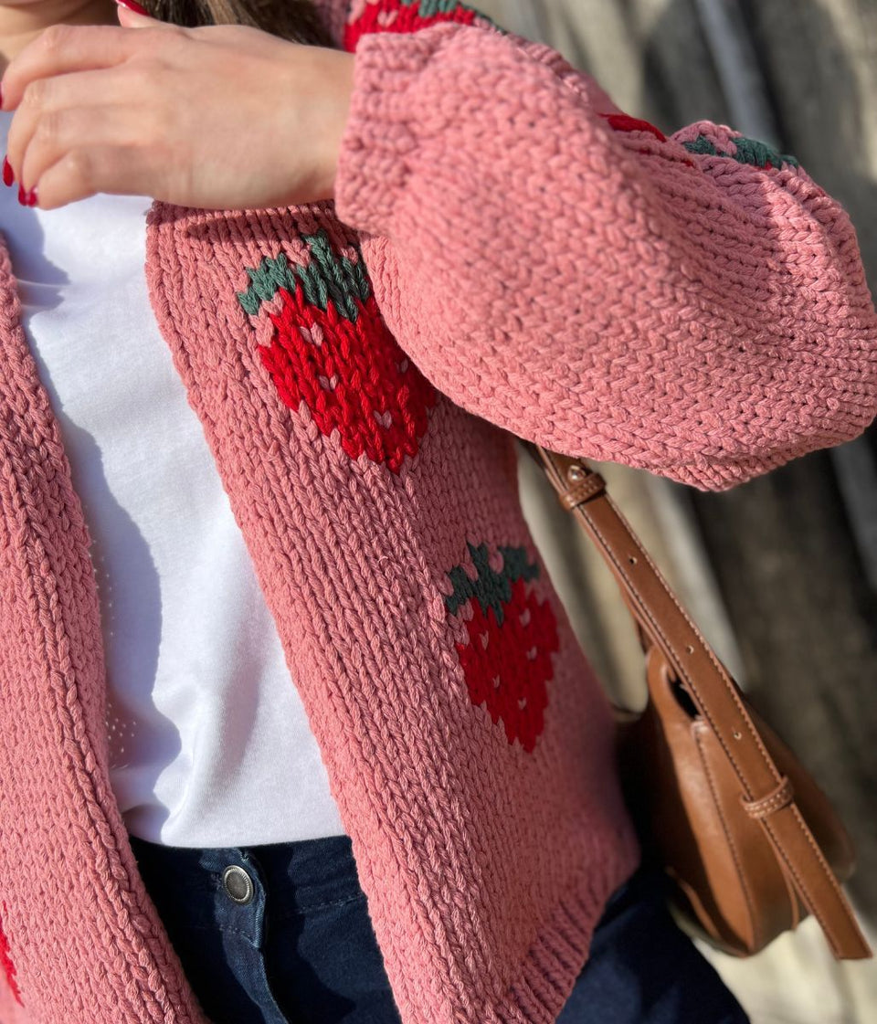 Pink Strawberry Chunky Cardigan