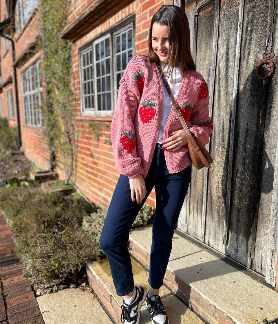 Pink Strawberry Chunky Cardigan
