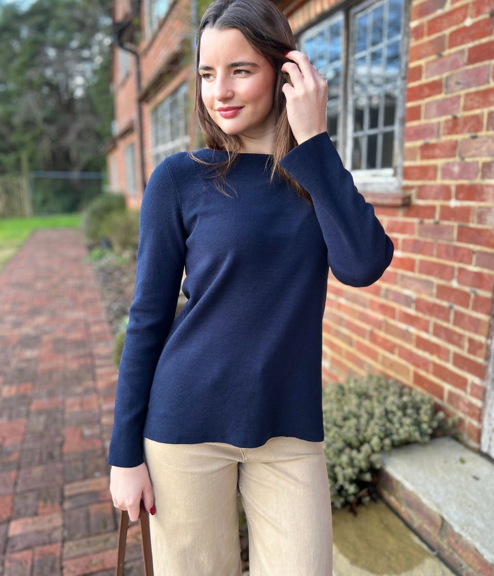 Navy Cotton Tunic Style Jumper