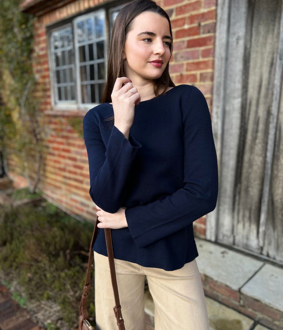 Navy Cotton Tunic Style Jumper