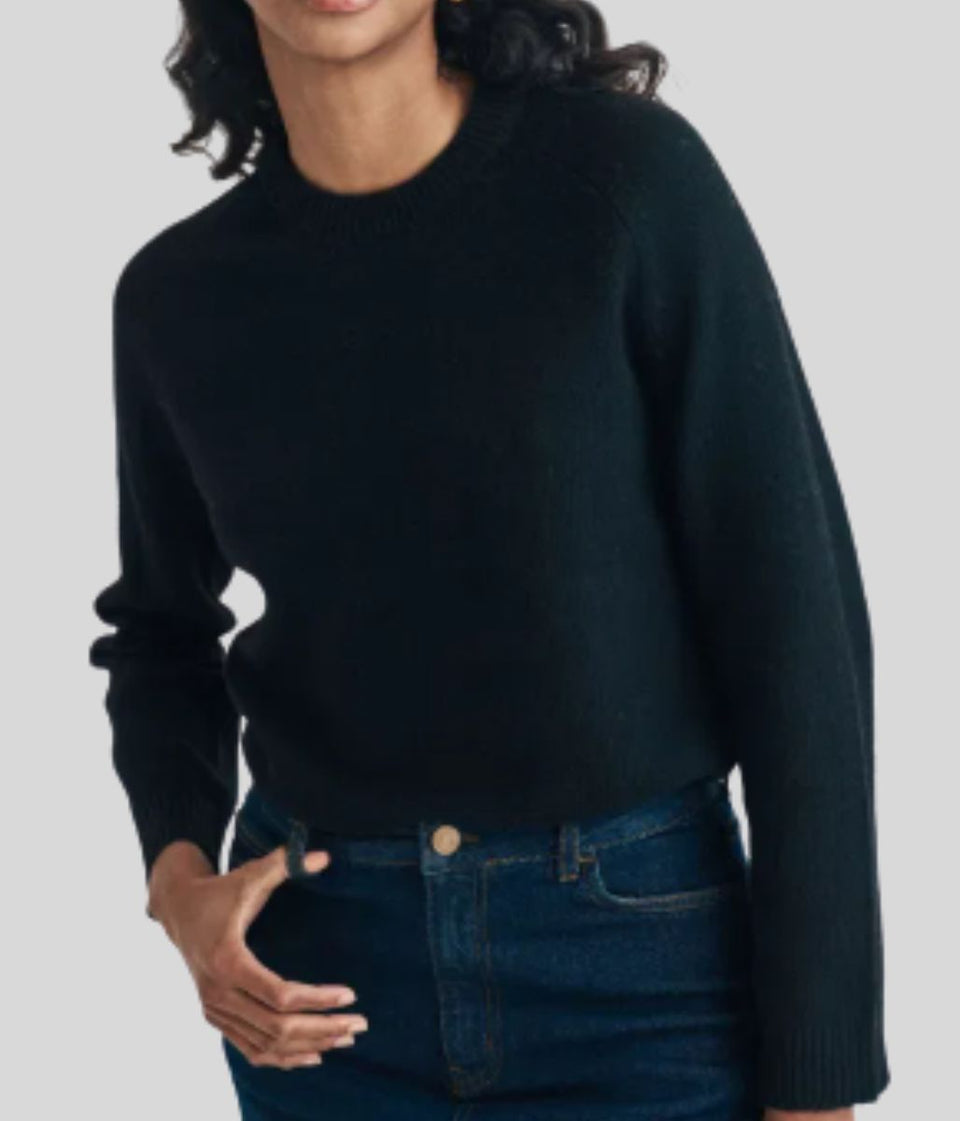 Black Relaxed Cotton Blend Jumper