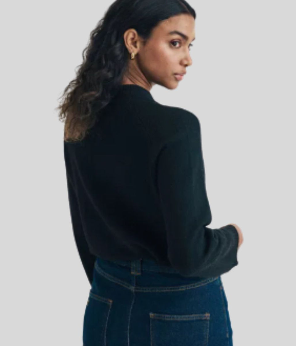 Black Relaxed Cotton Blend Jumper