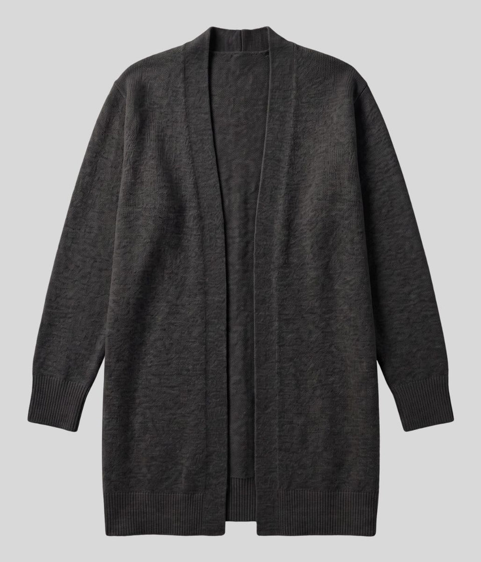 Black Longline Open Cardigan