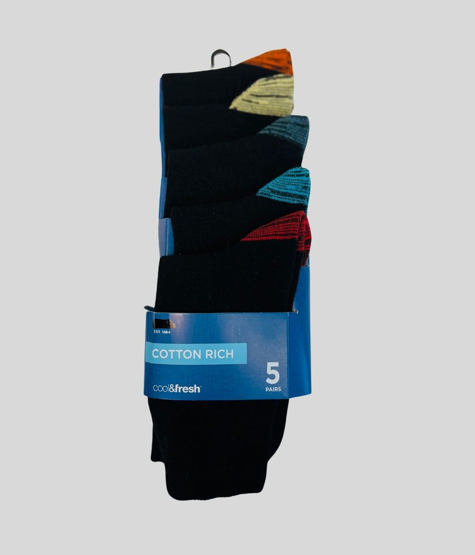 Mens Black 5 Pack Cotton Rich Socks