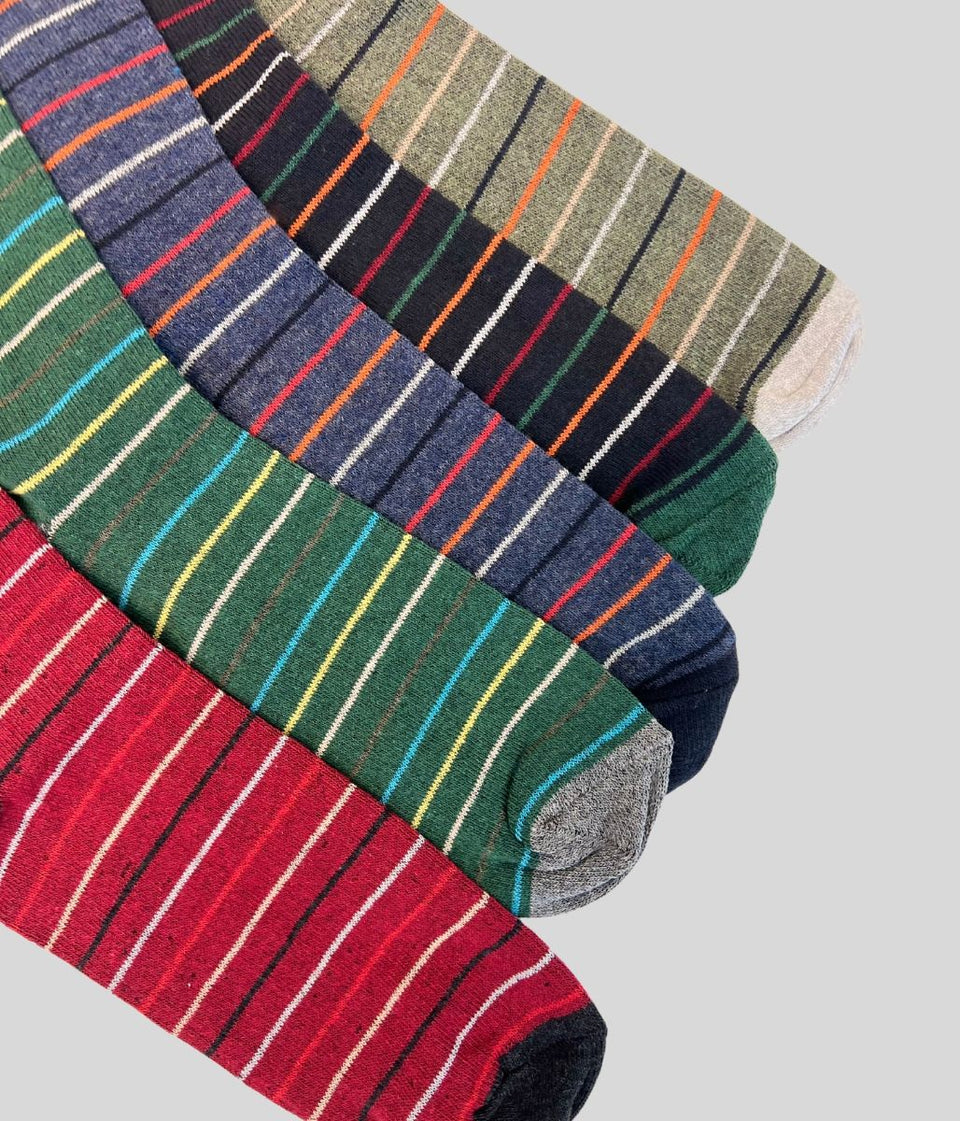 Striped Mens 5 Pack Cotton Rich Socks